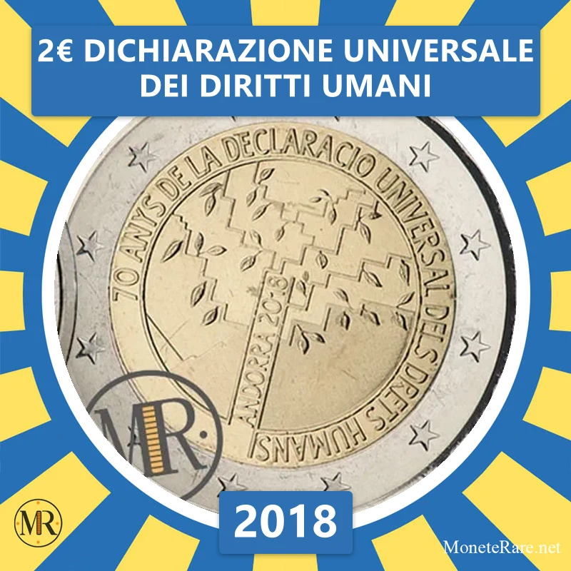 2€ Dichiarazione Universale dei Diritti Umani 2018 Andorra (foto moneta)
