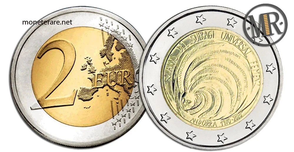 2 Euro Commemorativi Andorra 2020 Suffragio Universale Femminile