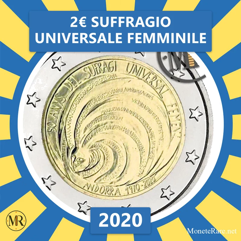 2€ Suffragio Universale Femminile 2020 Andorra 2€ Suffragio Universale Femminile 2020 Andorra (foto moneta)