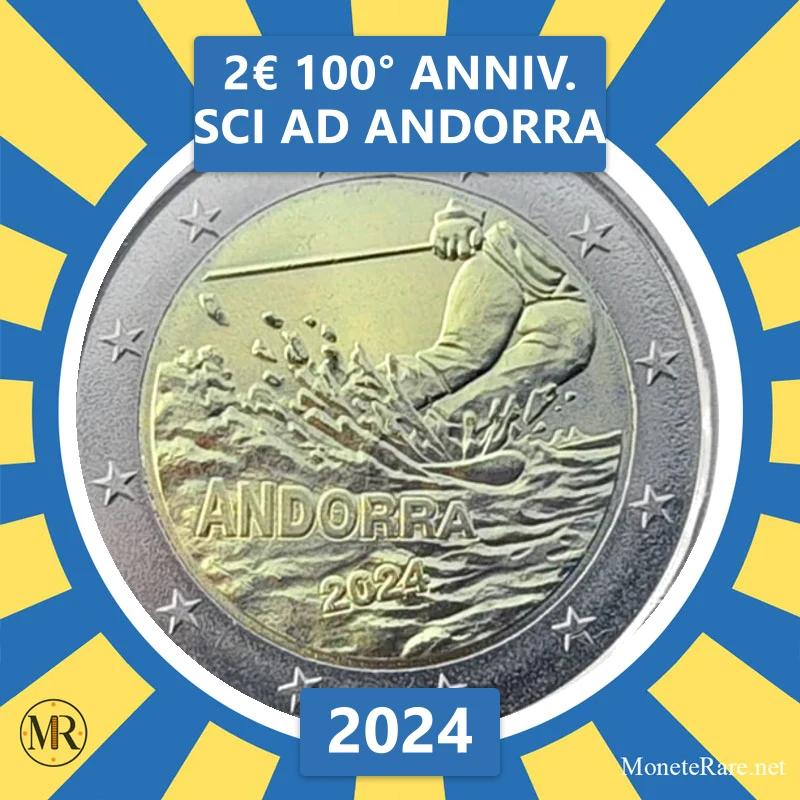 2€ 100° anniv. sci ad Andorra 2024 Andorra (foto moneta)
