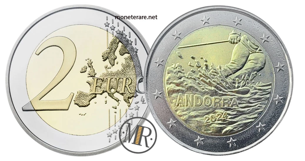 2 Euro Commemorativi Andorra 2024 – 100° anniv. sci ad Andorra