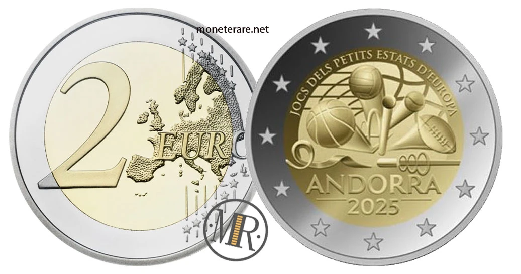 2 Euro Commemorativi Andorra 2025 – Giochi dei piccoli stati d'Europa