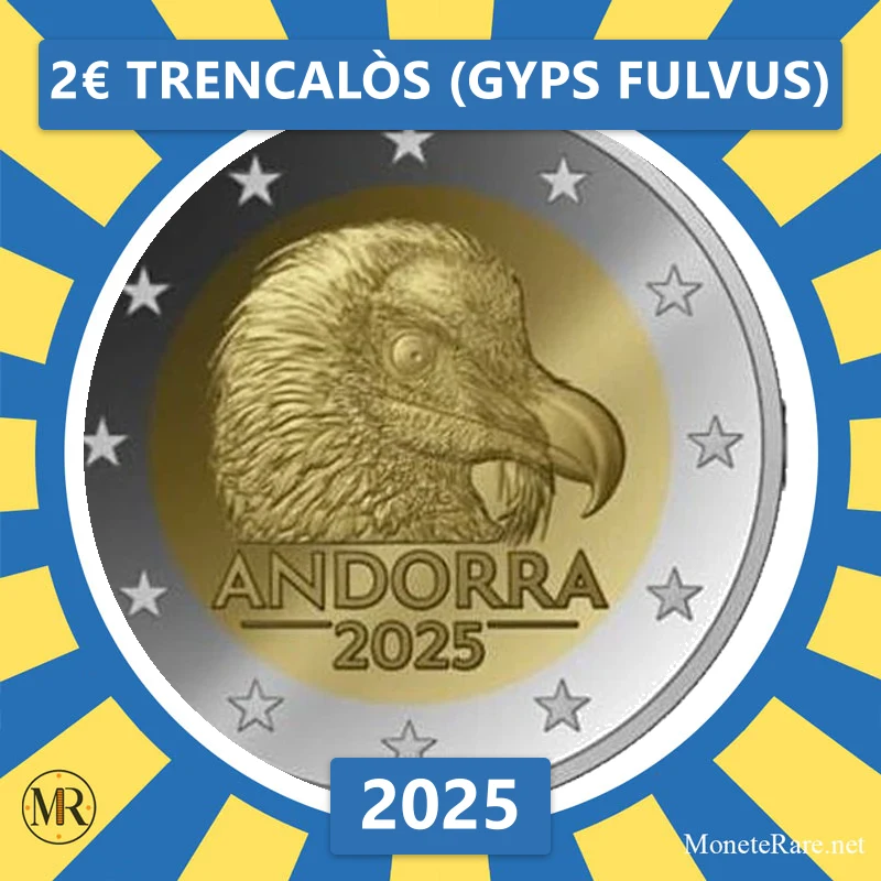 2€ Trencalòs (Gyps fulvus) 2025 Andorra (foto moneta)