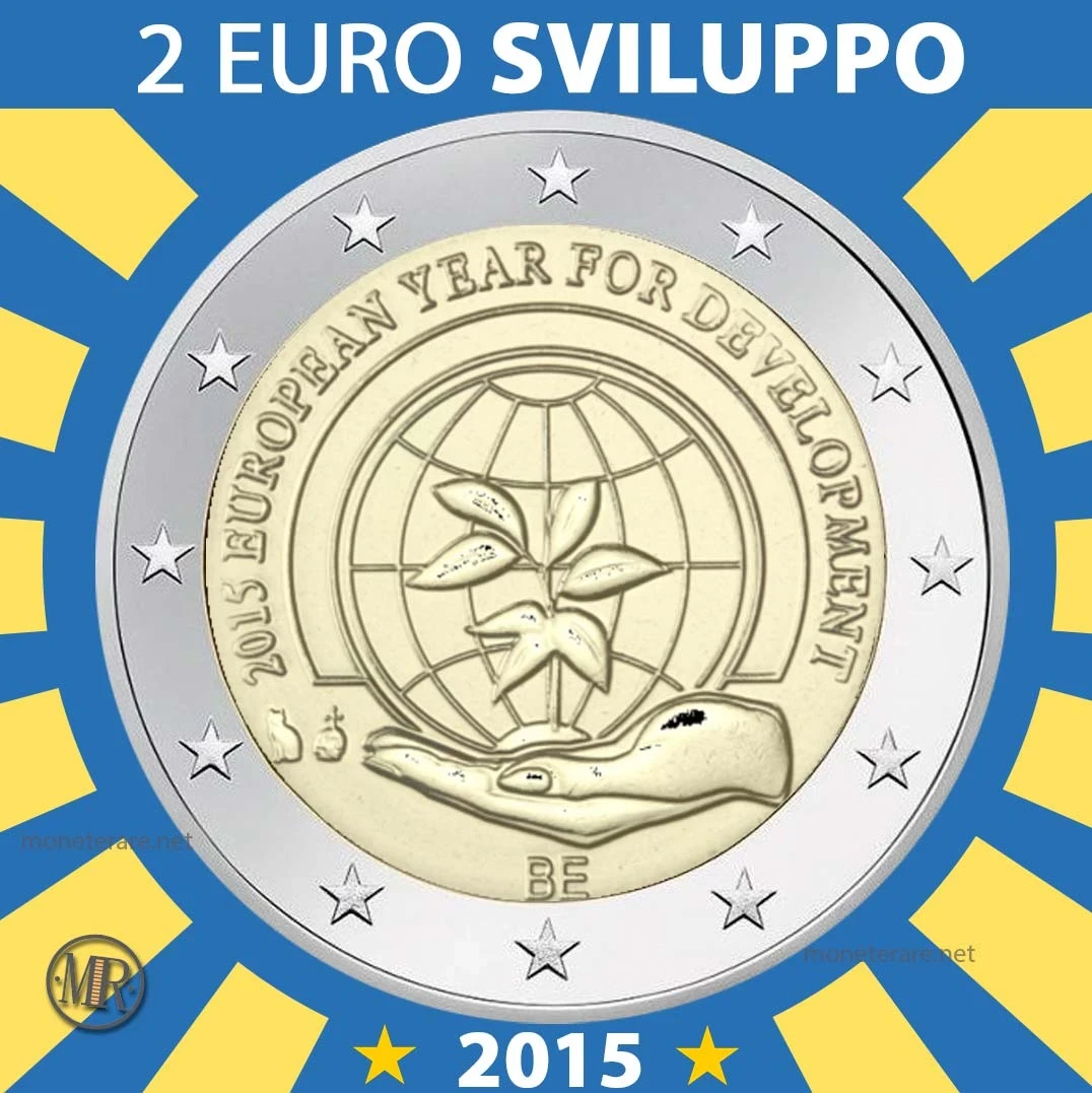 2€ 2 Euro Year for Development Anno per lo Sviluppo 2015 Belgio 2€ 2 Euro Year for Development Anno per lo Sviluppo 2015 Belgio (foto moneta)