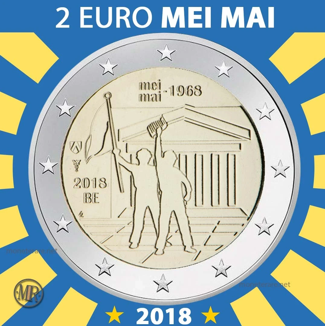 2€ 2 Euro Rivolta Studentesca 1968 “MEI MAI” 2018 Belgio 2€ 2 Euro Rivolta Studentesca 1968 “MEI MAI” 2018 Belgio (foto moneta)