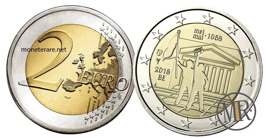 2 Euro Belgio 2018 Commemorativi Rivolta Studentesca 1968