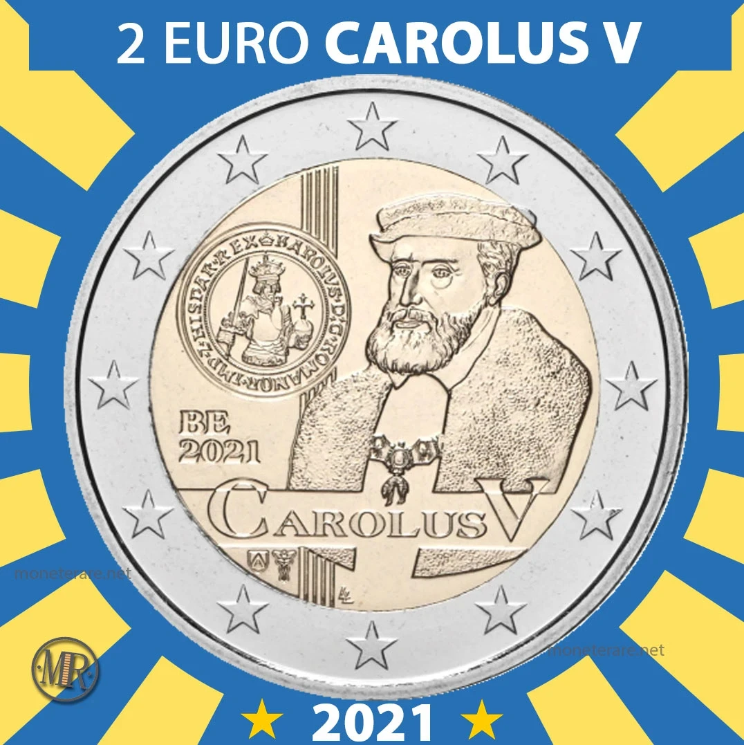 2€ 2 Euro Karlsgulden coniati sotto Carlo V 2021 Belgio 2€ 2 Euro Karlsgulden coniati sotto Carlo V 2021 Belgio (foto moneta)
