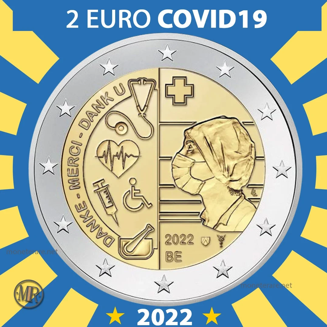 2€ 2 Euro Assistenza Sanitaria Pandemia Covid19 2022 Belgio (foto moneta)