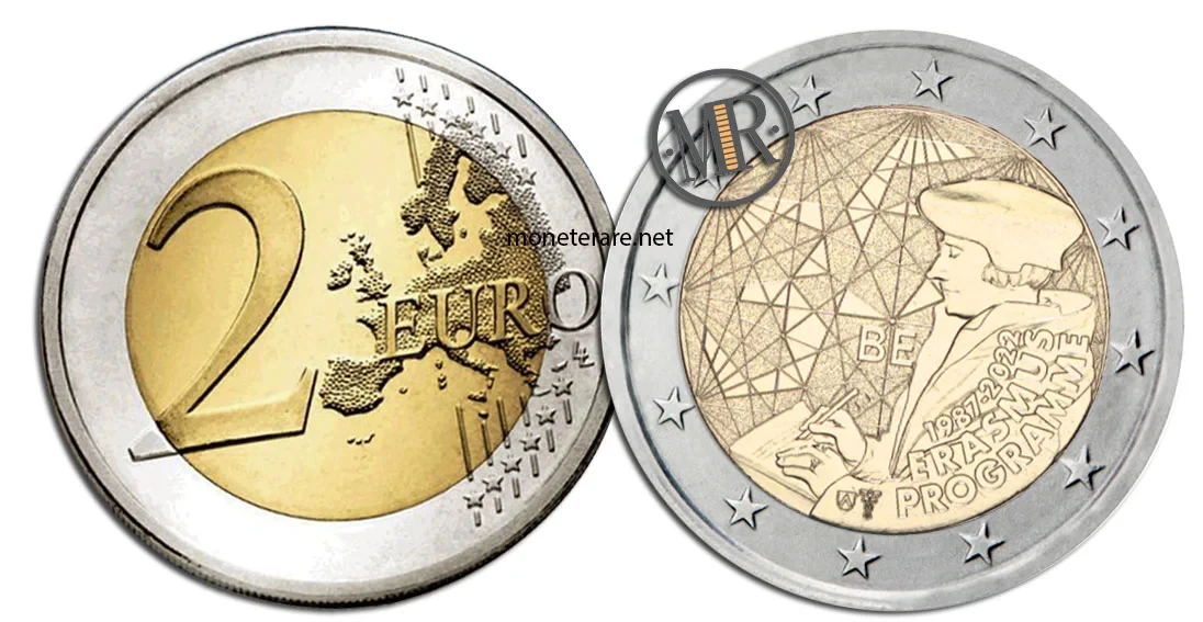 2 Euro Commemorativi Belgio 2022 Programma Erasmus