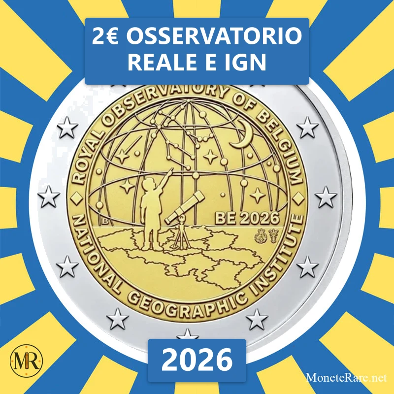 2€ Osservatorio Reale e IGN 2026 Belgio (foto moneta)