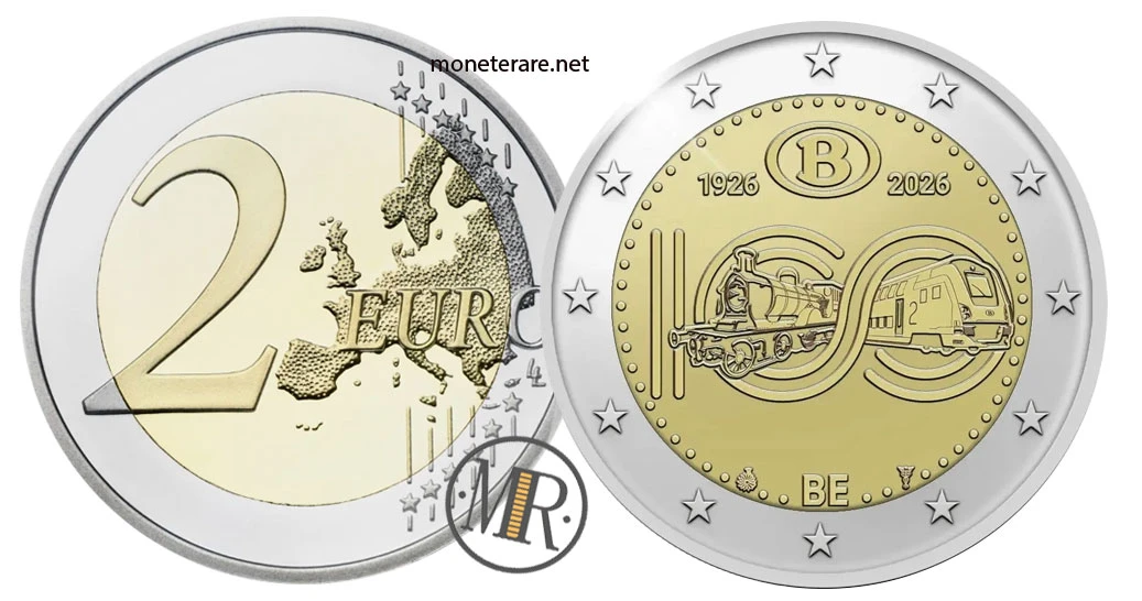 2 Euro Commemorativi Belgio 2026 – Ferrovie statali belghe (SNCB)