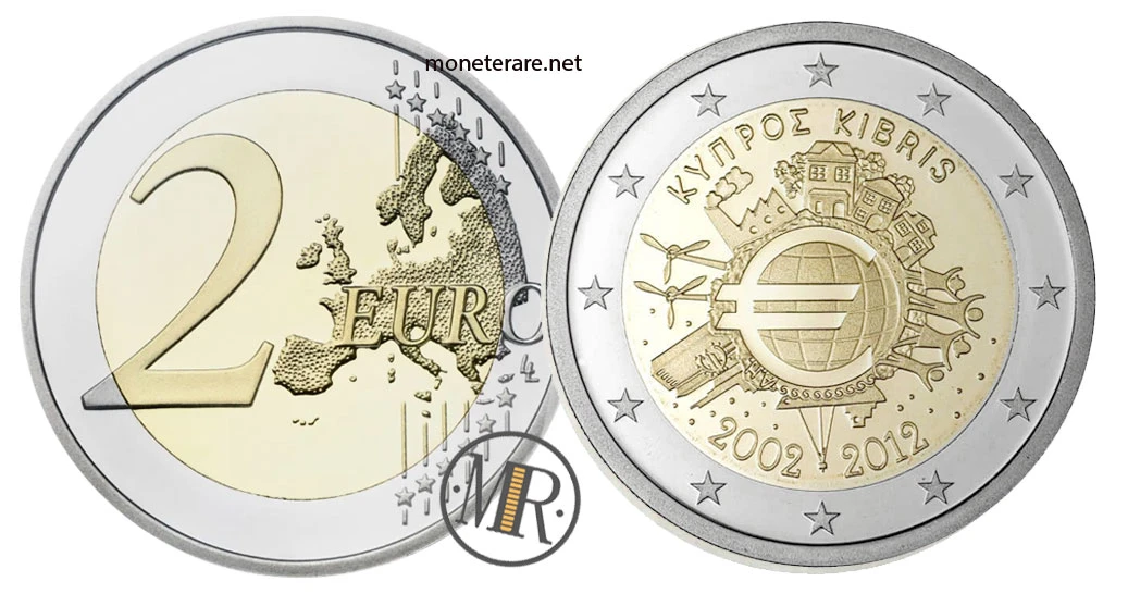 2 Euro Commemorativi Cipro 2012 – 10 anni monete euro