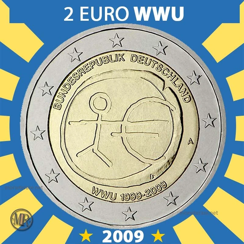 2€ 10° anniv. Unione Economica e Monetaria 2009 Estonia 2€ 10° anniv. Unione Economica e Monetaria 2009 Estonia (foto moneta)