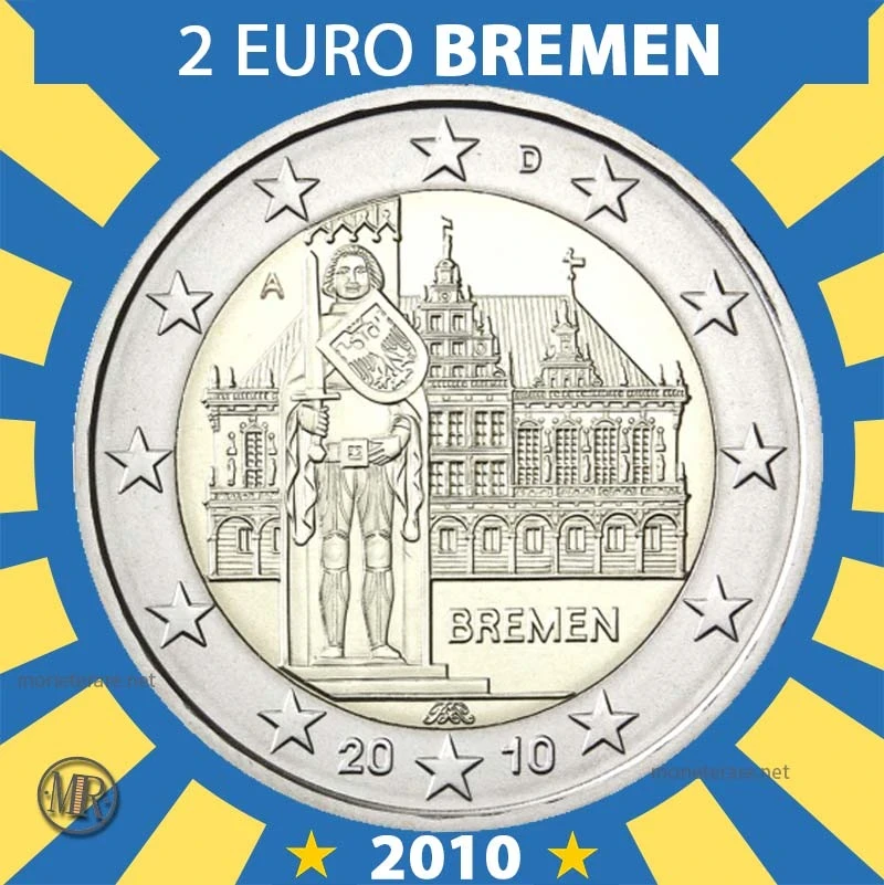 2€ Bremen: “Municipio di Brema e Orlando” 2010 Estonia 2€ Bremen: “Municipio di Brema e Orlando” 2010 Estonia (foto moneta)