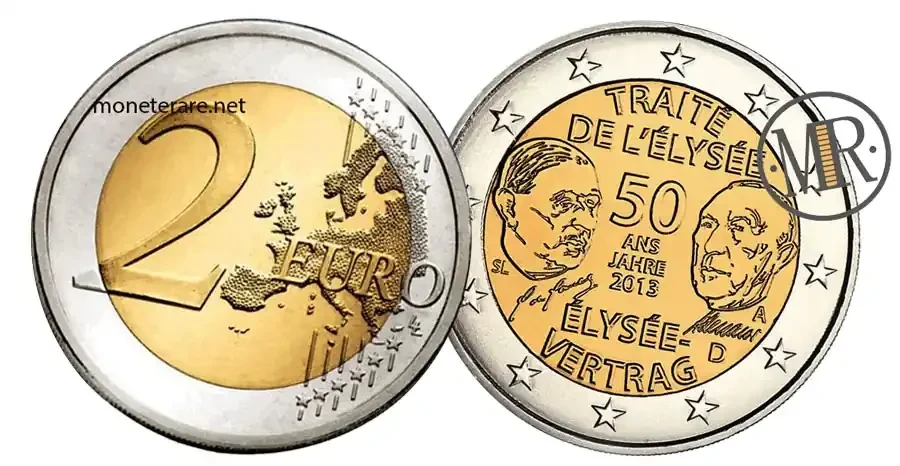 2 Euro Commemorativi 2013 Germania Trattato di Eliseo
