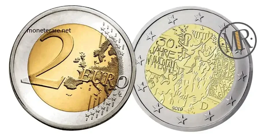 2 Euro Commemorativi Germania 2019 Muro di Berlino