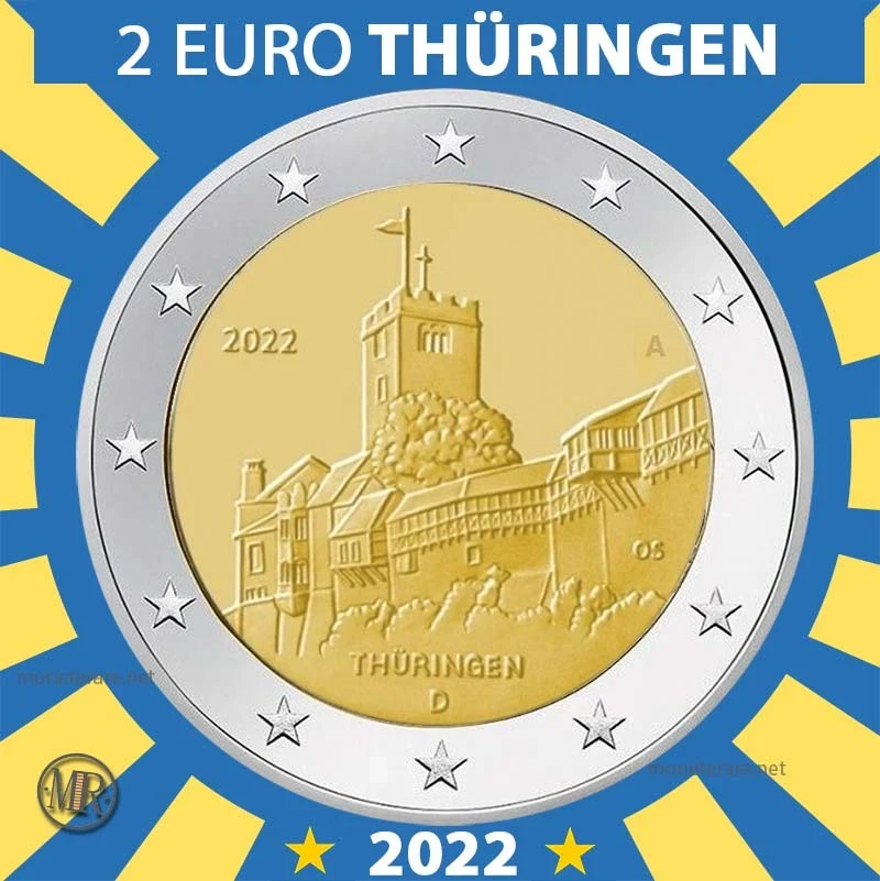 2€ Thüringen: “Castello di Wartburg” 2022 Estonia (foto moneta)