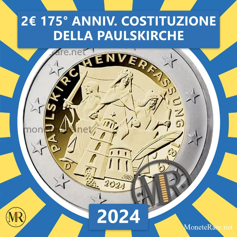 2€ 175° anniv. Costituzione della Paulskirche 2024 Estonia 2€ 175° anniv. Costituzione della Paulskirche 2024 Estonia (foto moneta)
