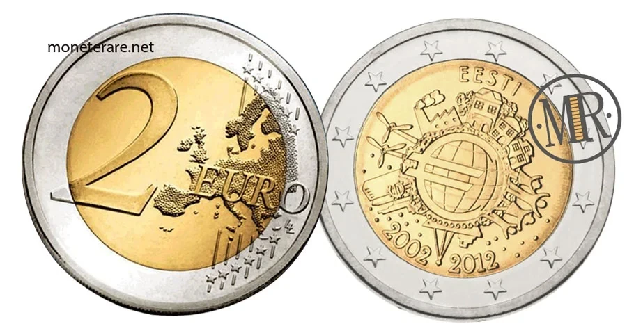 2 Euro Commemorativi Estonia 2012 – 10 anni Euro