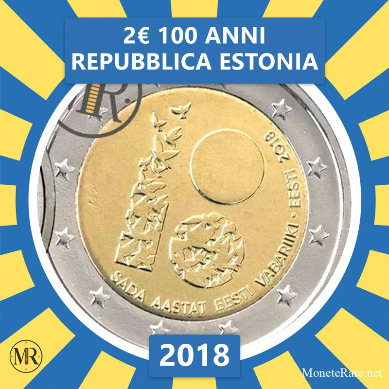 2€ 100 Anni Repubblica Estonia 2018 Estonia (foto moneta)