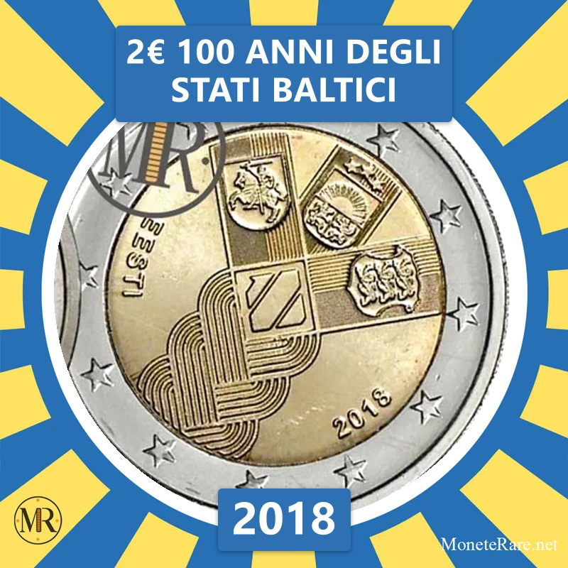 2€ 100 Anni degli Stati Baltici 2018 Estonia (foto moneta)