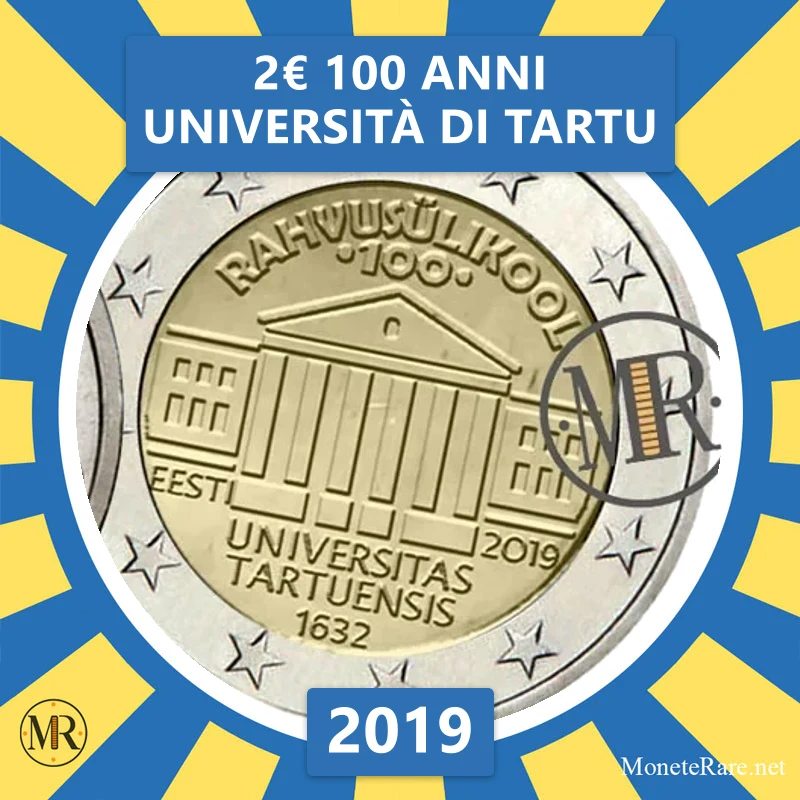 2€ 100 Anni Università di Tartu 2019 Estonia (foto moneta)