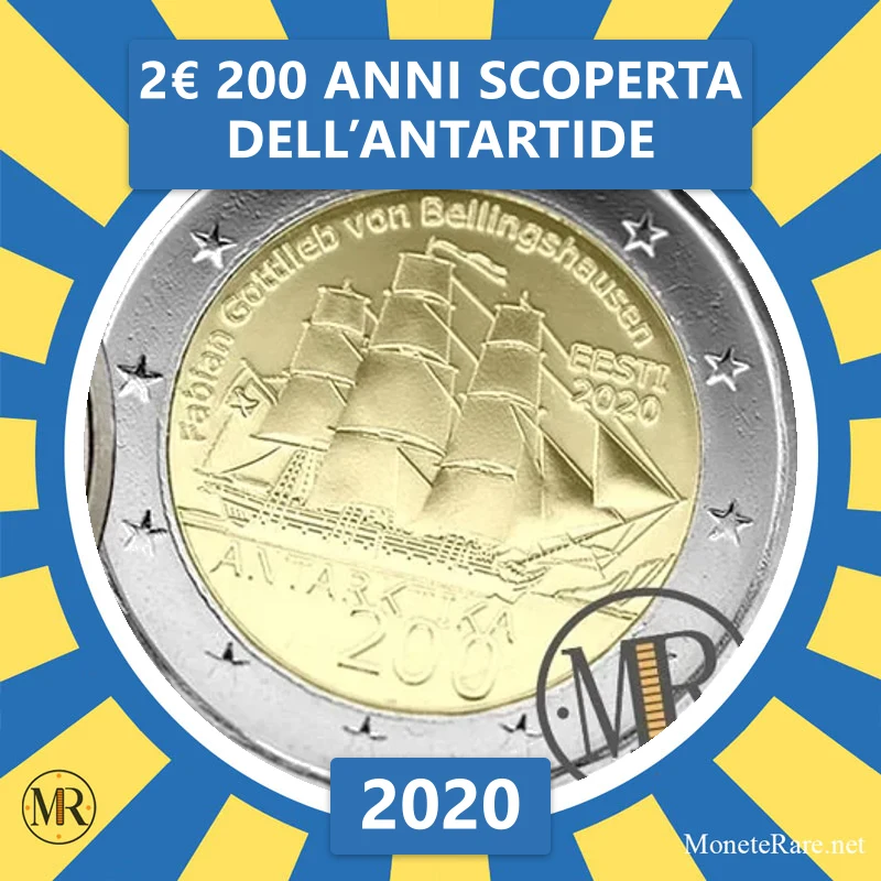 2€ 200 Anni scoperta dell’Antartide 2020 Estonia (foto moneta)