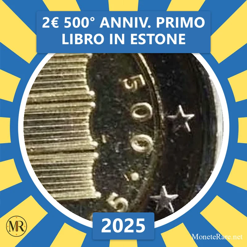 2€ 500° anniv. primo libro in estone 2025 Estonia (foto moneta)