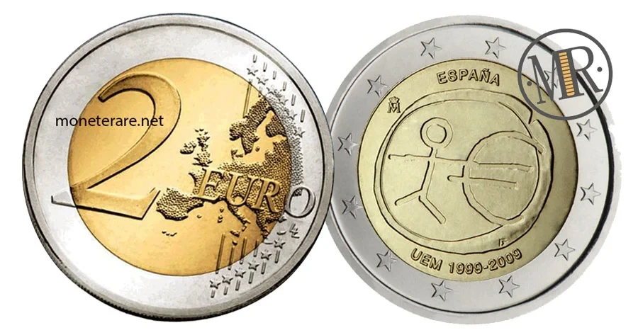 2 Euro Commemorativi Spagna 2009 Unione Economica Monetaria UEM