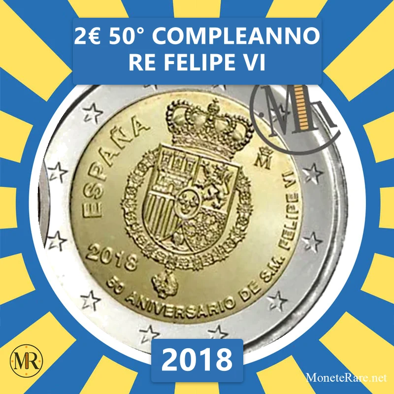 2€ 50° Compleanno Re Felipe VI 2018 Estonia 2€ 50° Compleanno Re Felipe VI 2018 Estonia (foto moneta)