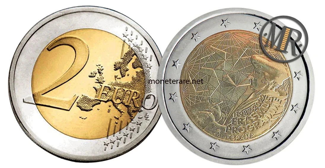 2 Euro Commemorativi Spagna 2022 Programma Erasmus