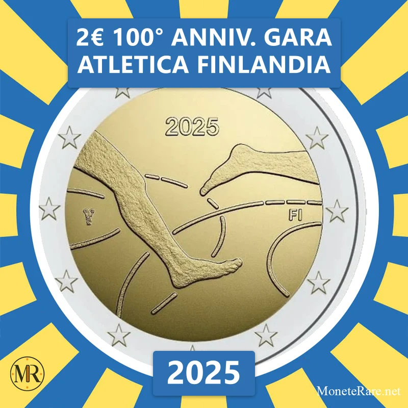2€ 100° anniv. gara atletica Finlandia 2025 Finlandia (foto moneta)
