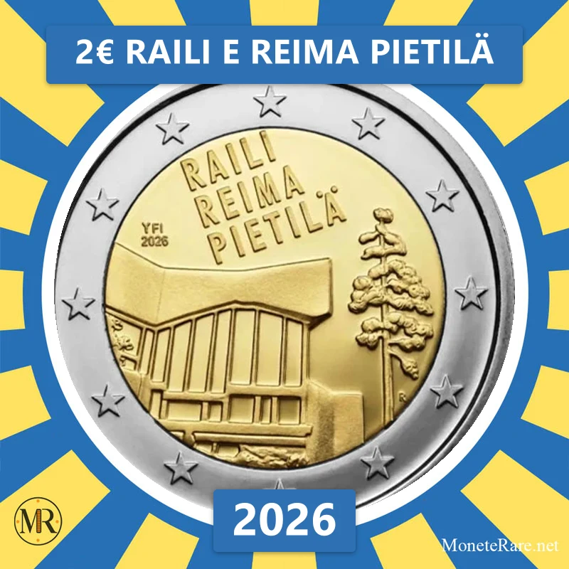 2€ Raili e Reima Pietilä 2026 Finlandia 2€ Raili e Reima Pietilä 2026 Finlandia (foto moneta)