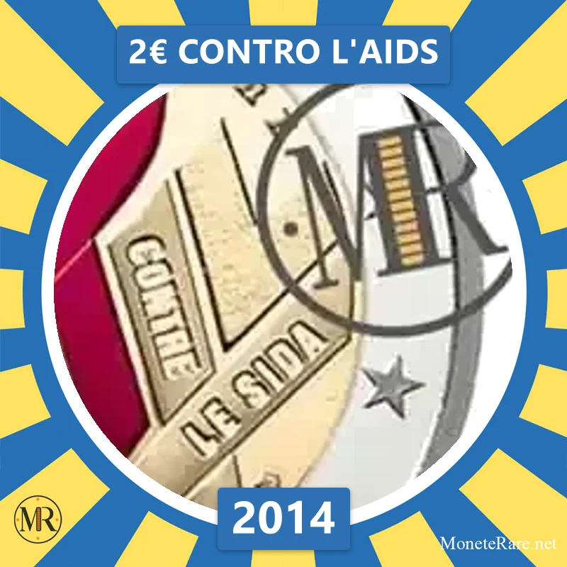 2€ Contro l'AIDS 2014 Francia 2€ Contro l'AIDS 2014 Francia (foto moneta)