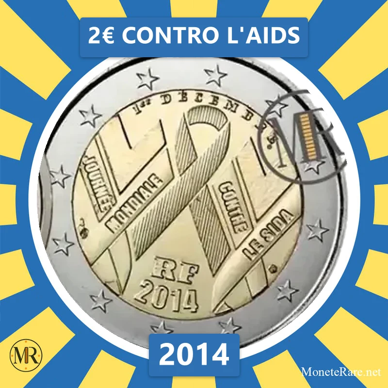 2€ Contro l'AIDS 2014 Francia 2€ Contro l'AIDS 2014 Francia (foto moneta)