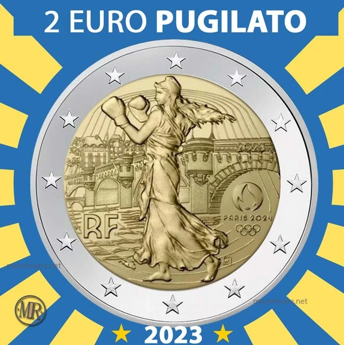 2€ XXXIII Giochi Olimpici Parigi 2024 La Boxe 2023 Francia (foto moneta)