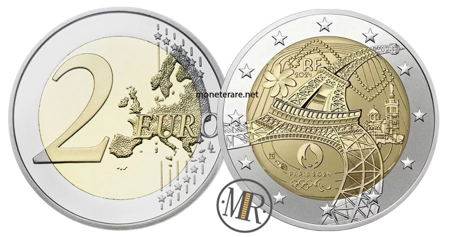 2 Euro Commemorativi Francia 2024 – XXXIII Giochi Olimpici – Parigi 2024 – Torre Eiffel