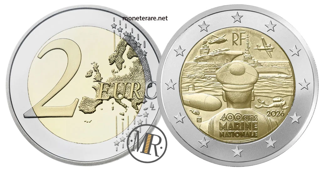 2 Euro Commemorativi Francia 2026 – 400° anniv. Marina Militare