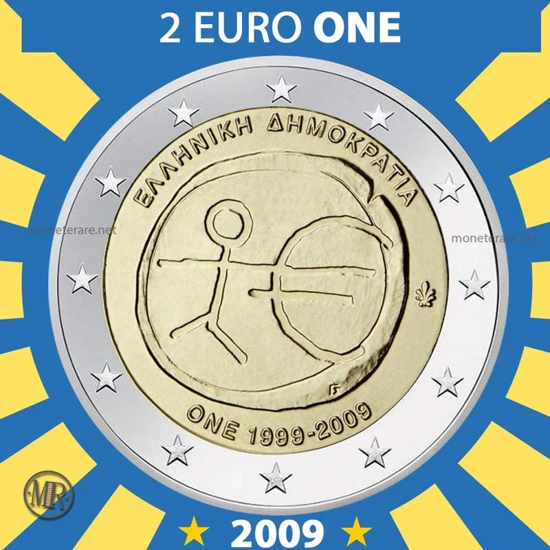 2€ ONE Unione Economica Monetaria 2009 Grecia (foto moneta)
