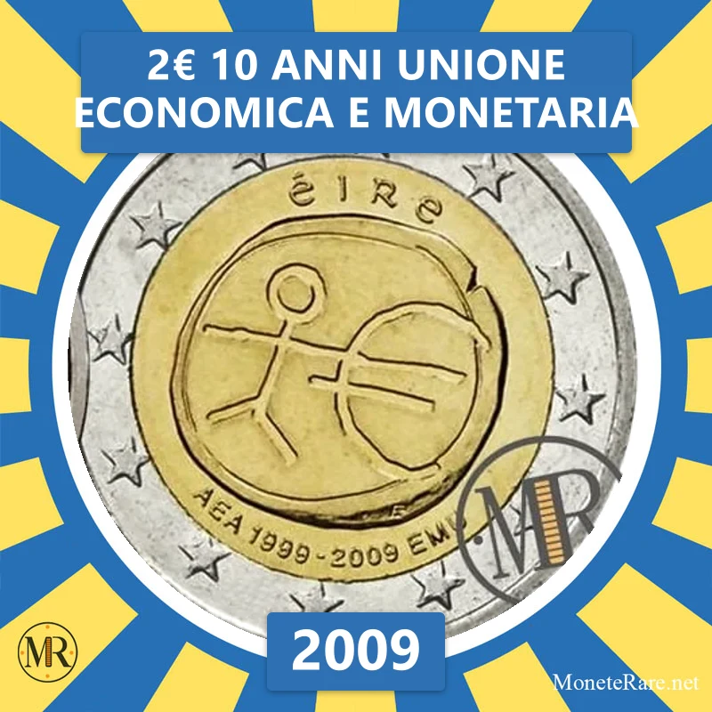 2€ 10 Anni Unione Economica e Monetaria 2009 Irlanda (foto moneta)