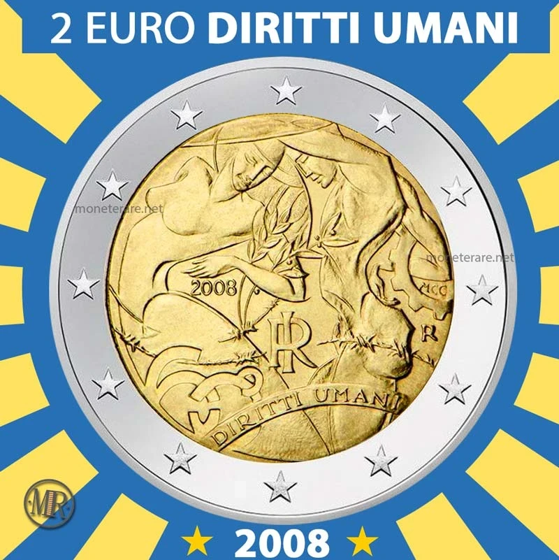 2€ 60 Anni Dichiarazione Universale Diritti dell’Uomo 2008 Italia (foto moneta)
