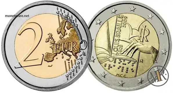 2 Euro Commemorativi Italia 2009 Duecentesimo anniversario della nascita di Louis Braille