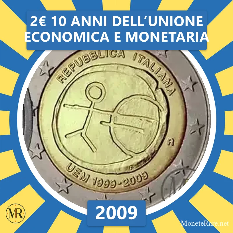 2€ 10 Anni dell’Unione Economica e Monetaria 2009 Italia (foto moneta)