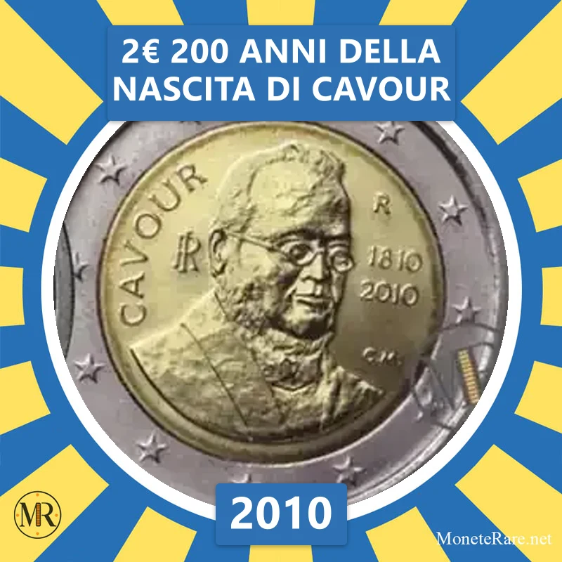 2€ 200 Anni della nascita di Cavour 2010 Italia (foto moneta)
