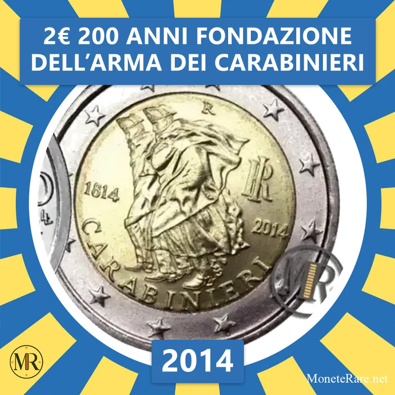 2€ 200 Anni fondazione dell’Arma dei Carabinieri 2014 Italia (foto moneta)