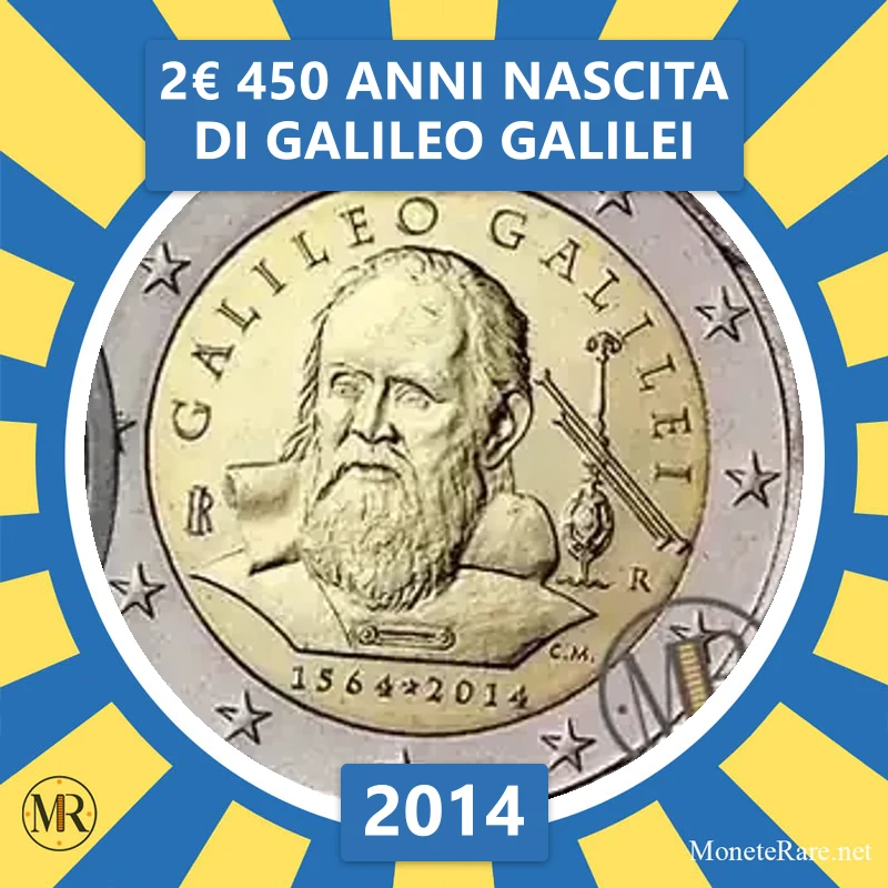 2€ 450 Anni nascita di Galileo Galilei 2014 Italia (foto moneta)