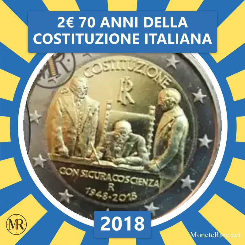 2€ 70 Anni della Costituzione Italiana 2018 Italia 2€ 70 Anni della Costituzione Italiana 2018 Italia (foto moneta)