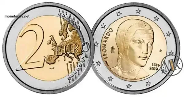 2 Euro Commemorativi Italia 2019 Leonardo da Vinci