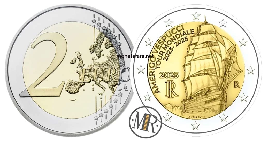 2 Euro Commemorativi Italia 2025 – Tour Mondiale Amerigo Vespucci