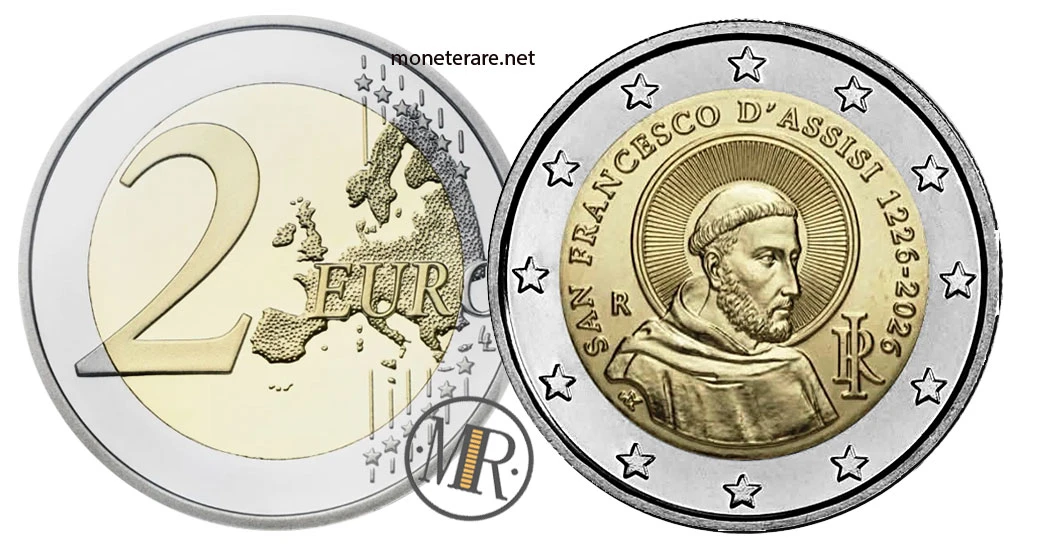 2 Euro Commemorativi Italia 2026 – San Francesco d'Assisi